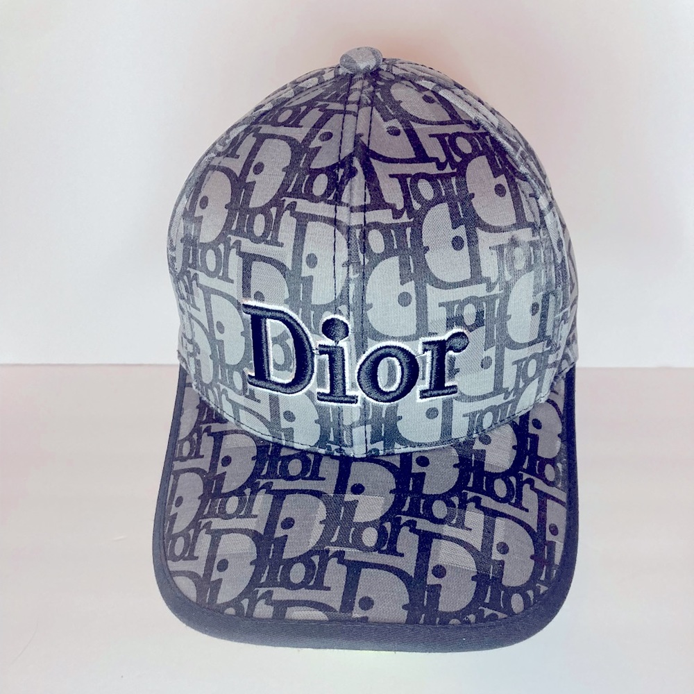 | Authentic Christian Dior Embroiled Fitted Cap | color: Charcoal | Size:OS